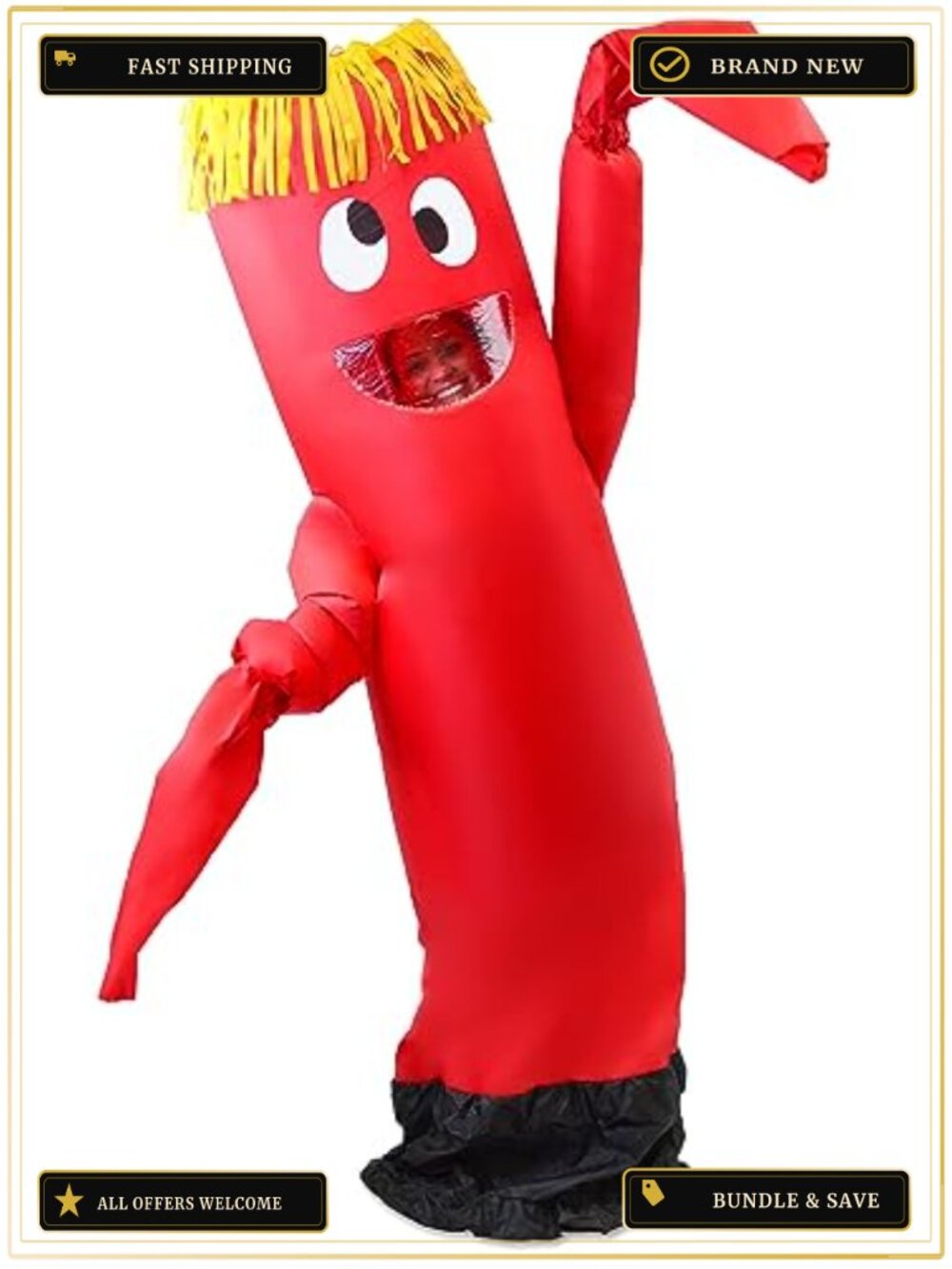 Tube Man Inflatable Costume Adult Blow Up Wacky Waving Suit Halloween Cosplay